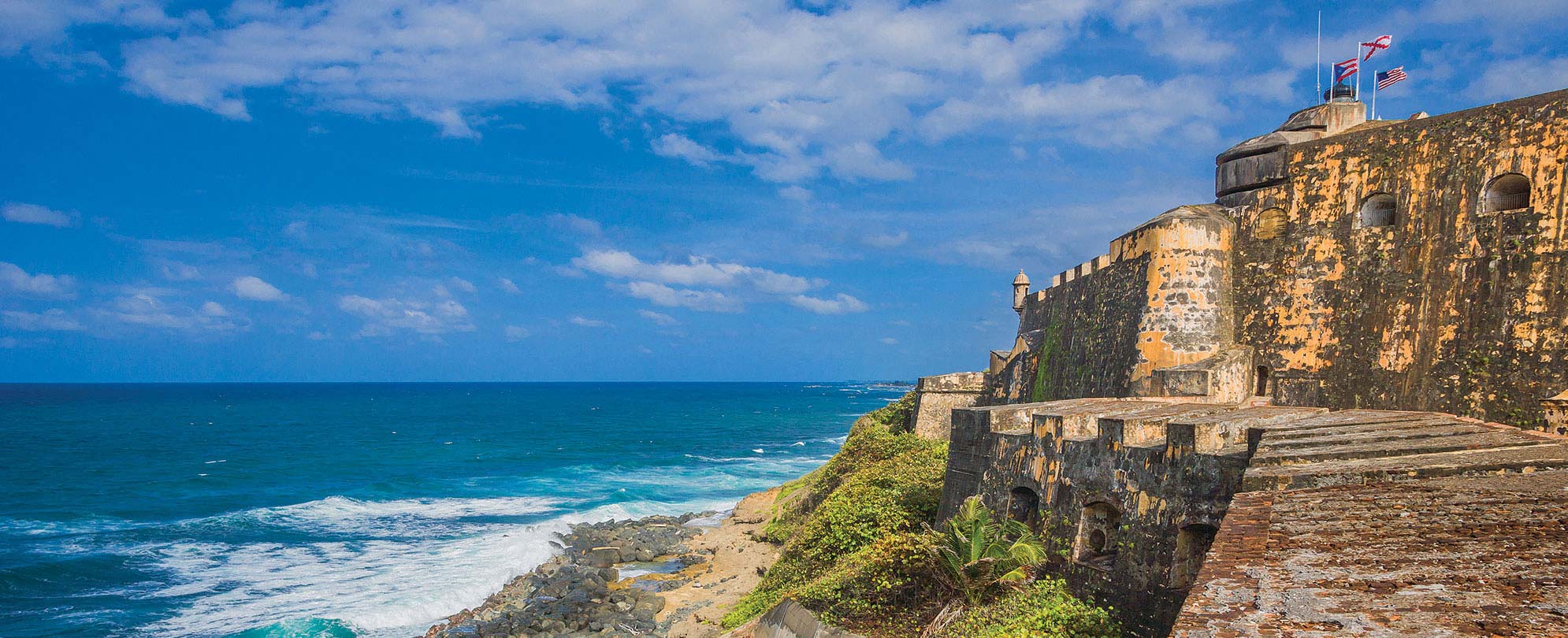 A view of the blue waves from the forts at San Juan National Historic Site in Puerto Rico